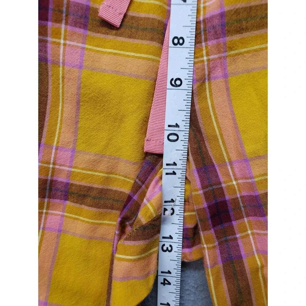 Old Navy Women Pajama Pant XL Yellow Plaid 100% Cotton Drawstring High Rise City
